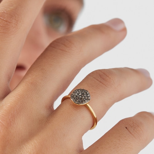 Anillo pequeño de plata vermeil y diamantes Nenufar