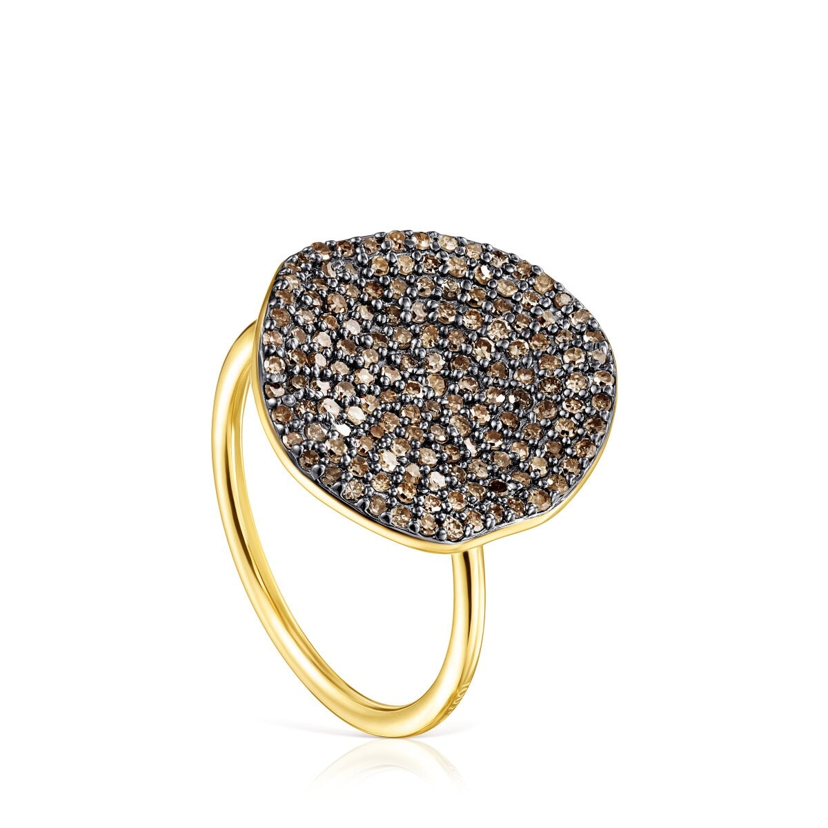 Large Silver Vermeil Nenufar Ring with Diamonds