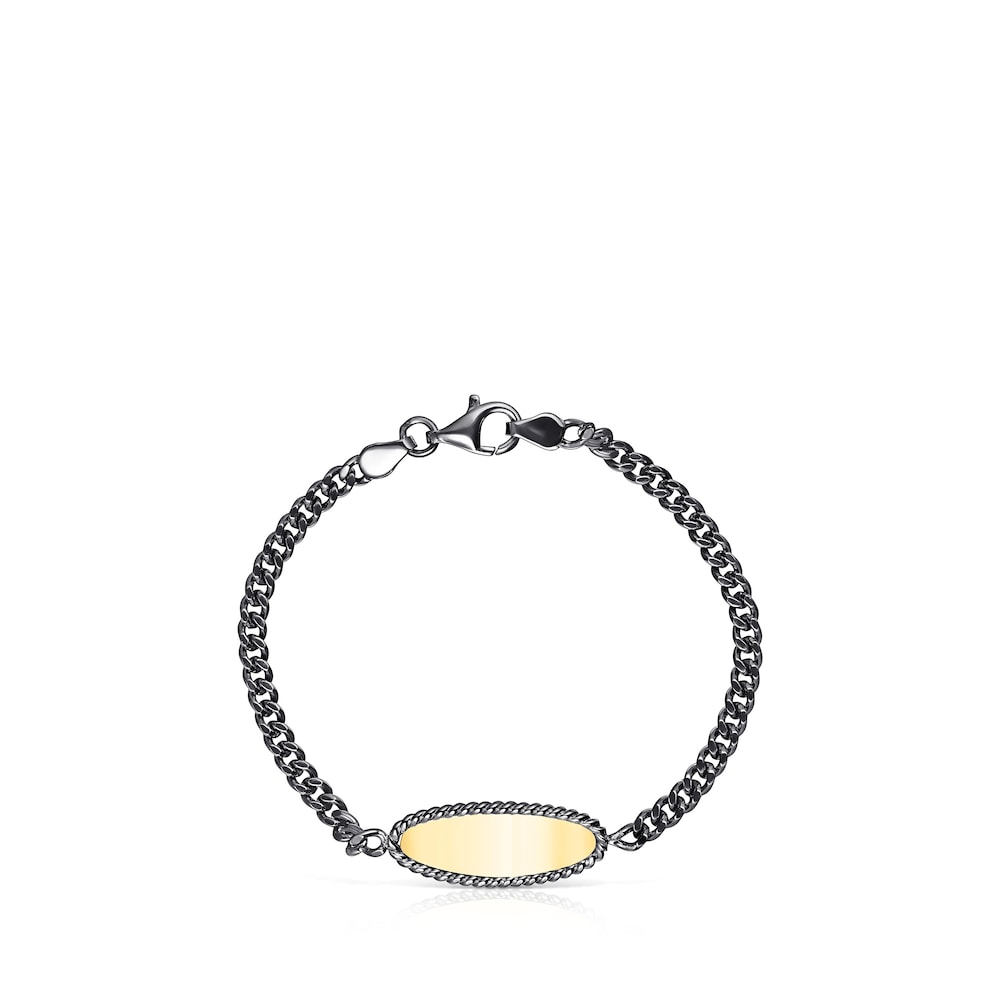 Pulsera de plata dark silver con ba&ntilde;o de oro 18 kt sobre plata Minne
