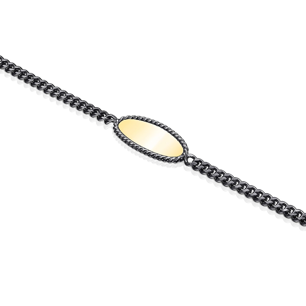 Pulsera de plata dark silver con ba&ntilde;o de oro 18 kt sobre plata Minne