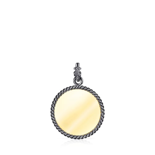 Dije Minne de ba&ntilde;o de oro 18 kt sobre plata y Plata Dark Silver