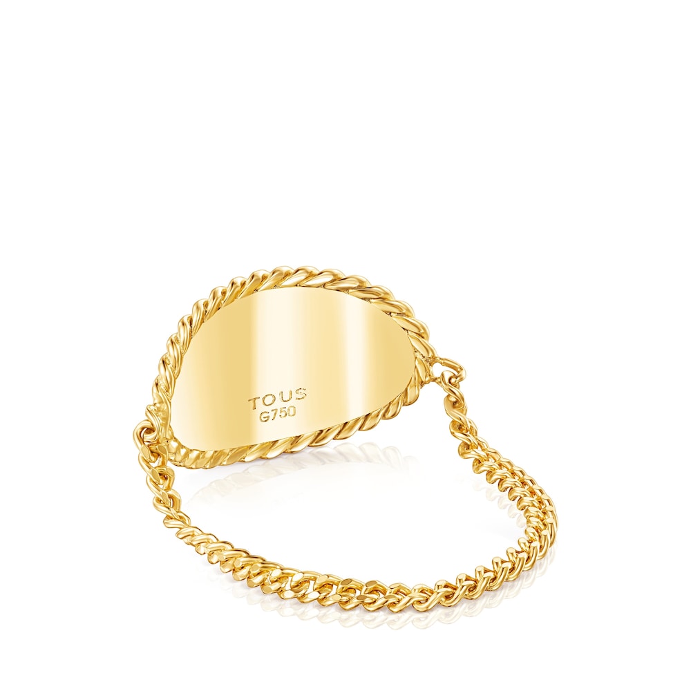 18K Solid Gold Minne Ring with oval medal