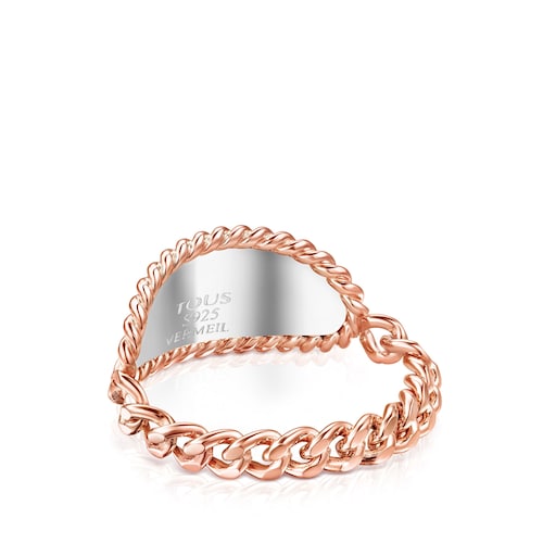 Rose Silver Vermeil and Silver TOUS Minne Ring with oval medallion