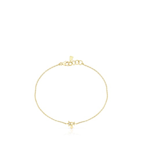 Gold Teddy Bear Stars Bracelet with Diamonds