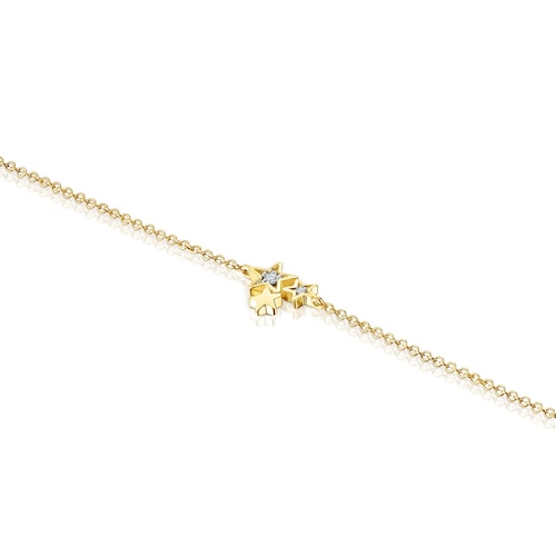 Gold Teddy Bear Stars Bracelet with Diamonds