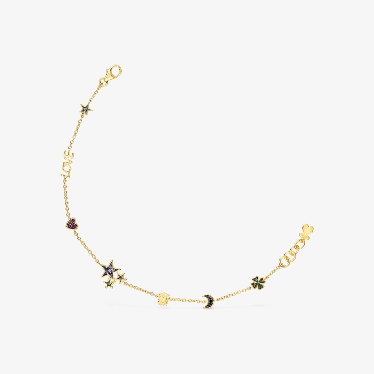 Tous - Pulsera Con Baño De Oro 18 Kt Sobre Plata Y Gemas Teddy Bear - Multi