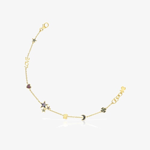 Tous Teddy Bear - Bransoletka z ż&oacute;łtego srebra Vermeil z kamieniami szlachetnymi