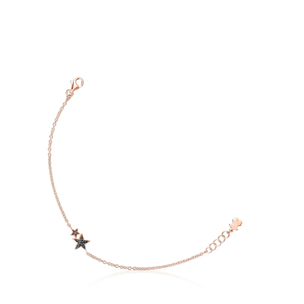 Pulsera con baño de oro rosa 18 kt sobre plata, espinela y rubí Teddy Bear Stars image number 0