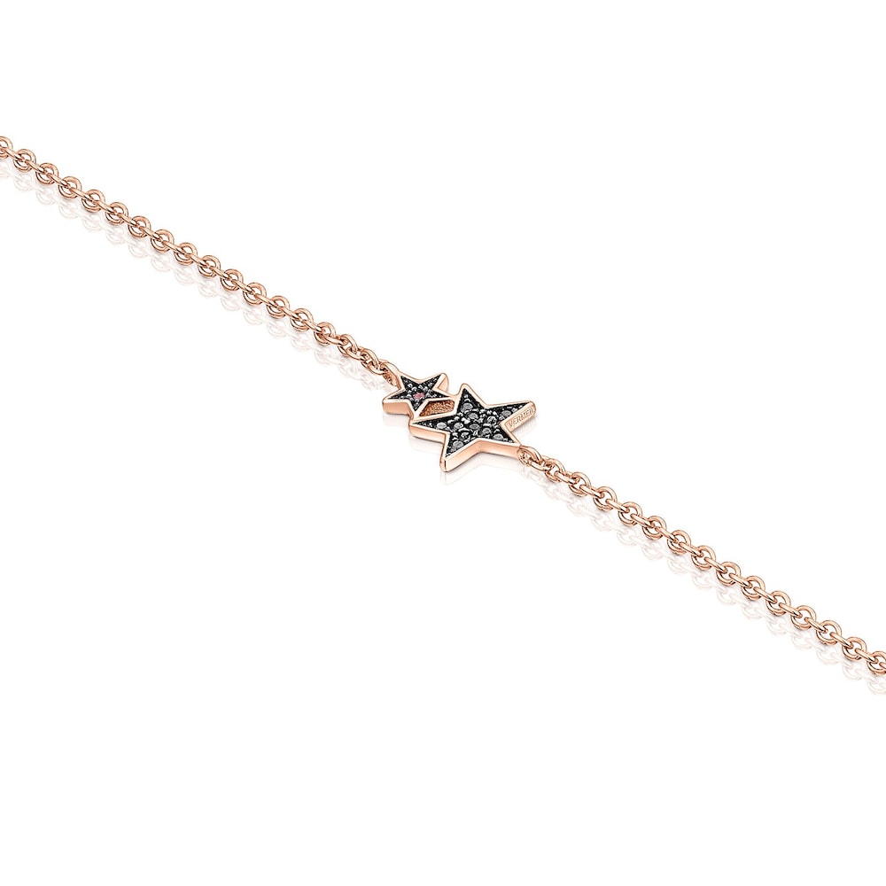 Pulsera con baño de oro rosa 18 kt sobre plata, espinela y rubí Teddy Bear Stars image number 2