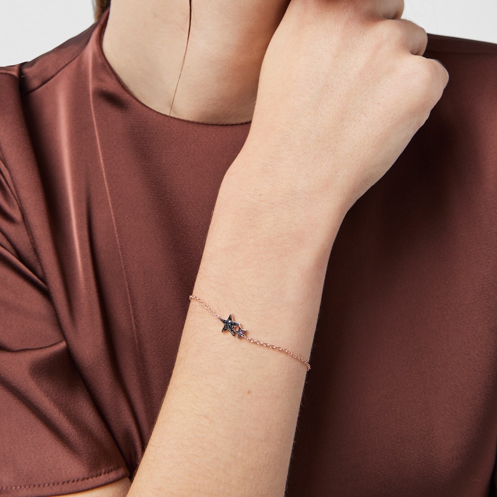 Rose 18K gold vermeil Teddy Bear Stars Bracelet with Spinel and Ruby