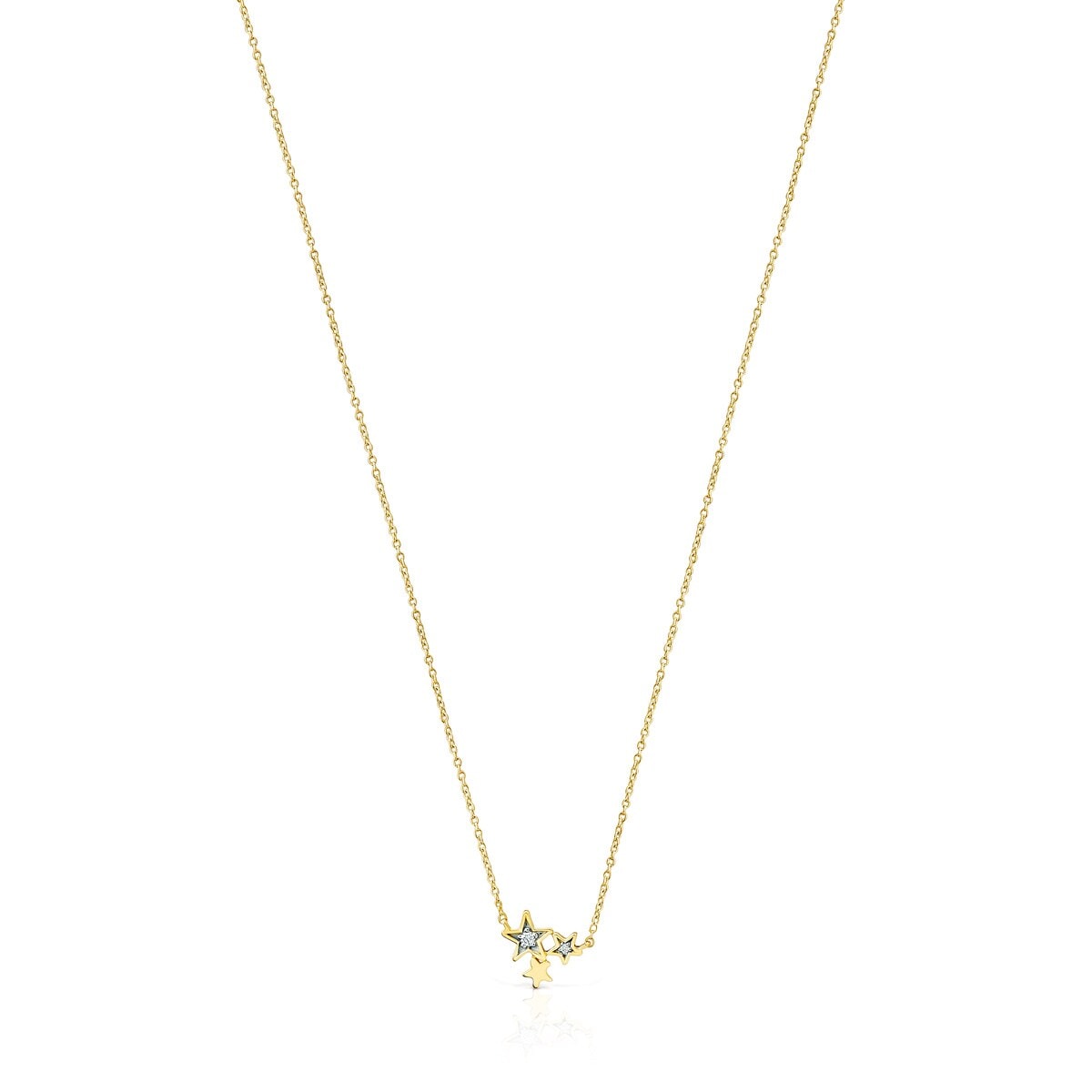 Gold Teddy Bear Stars Necklace with Diamonds