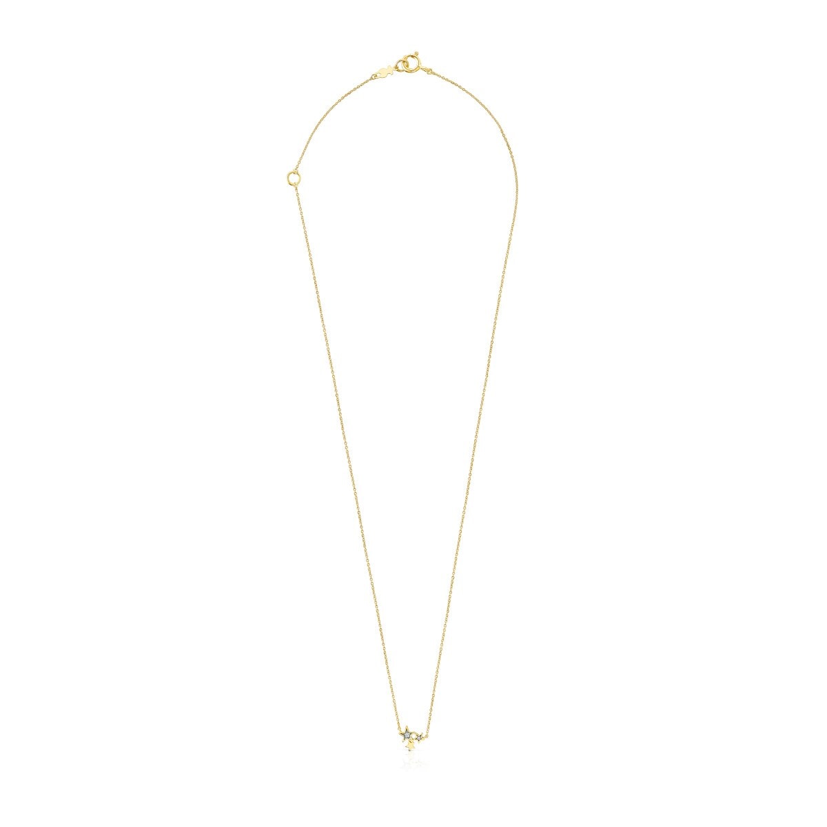Gold Teddy Bear Stars Necklace with Diamonds