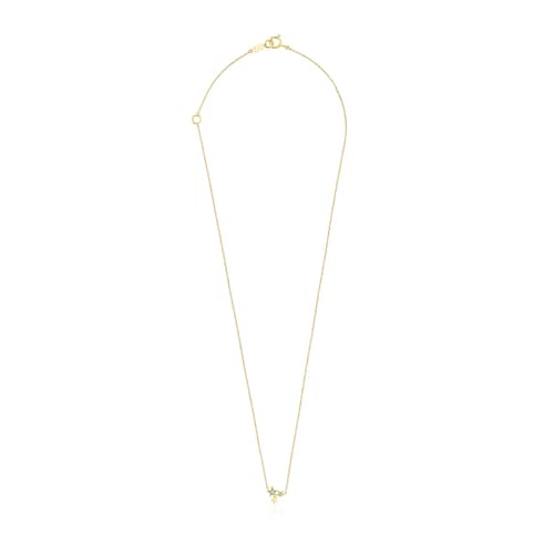 Gold Teddy Bear Stars Necklace with Diamonds