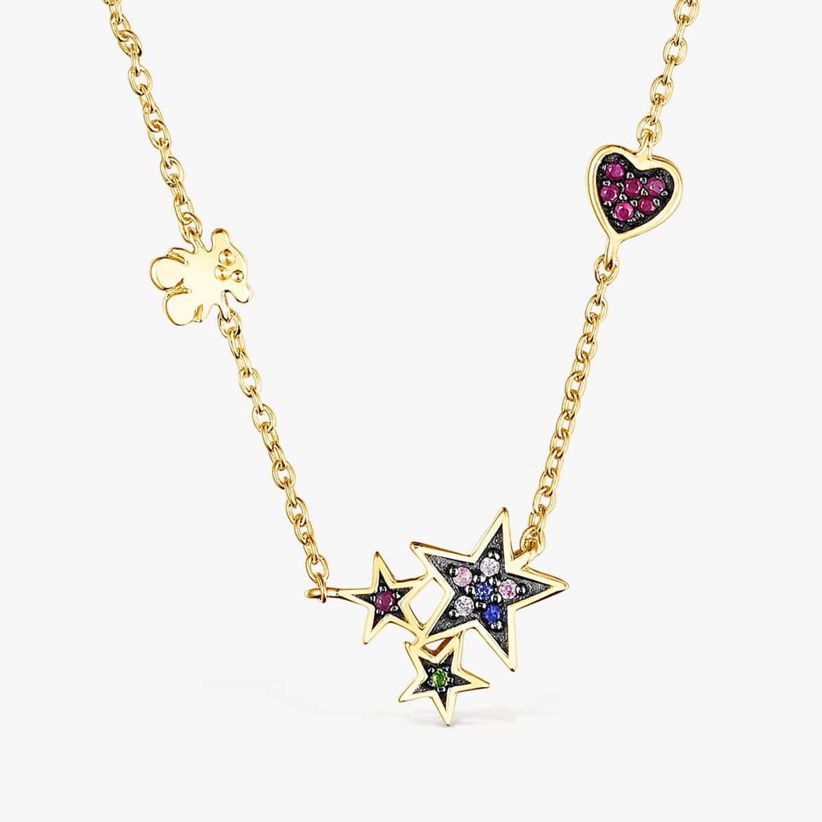 Tous - Collar Con Baño De Oro 18 Kt Sobre Plata Y Gemas Teddy Bear - Multi