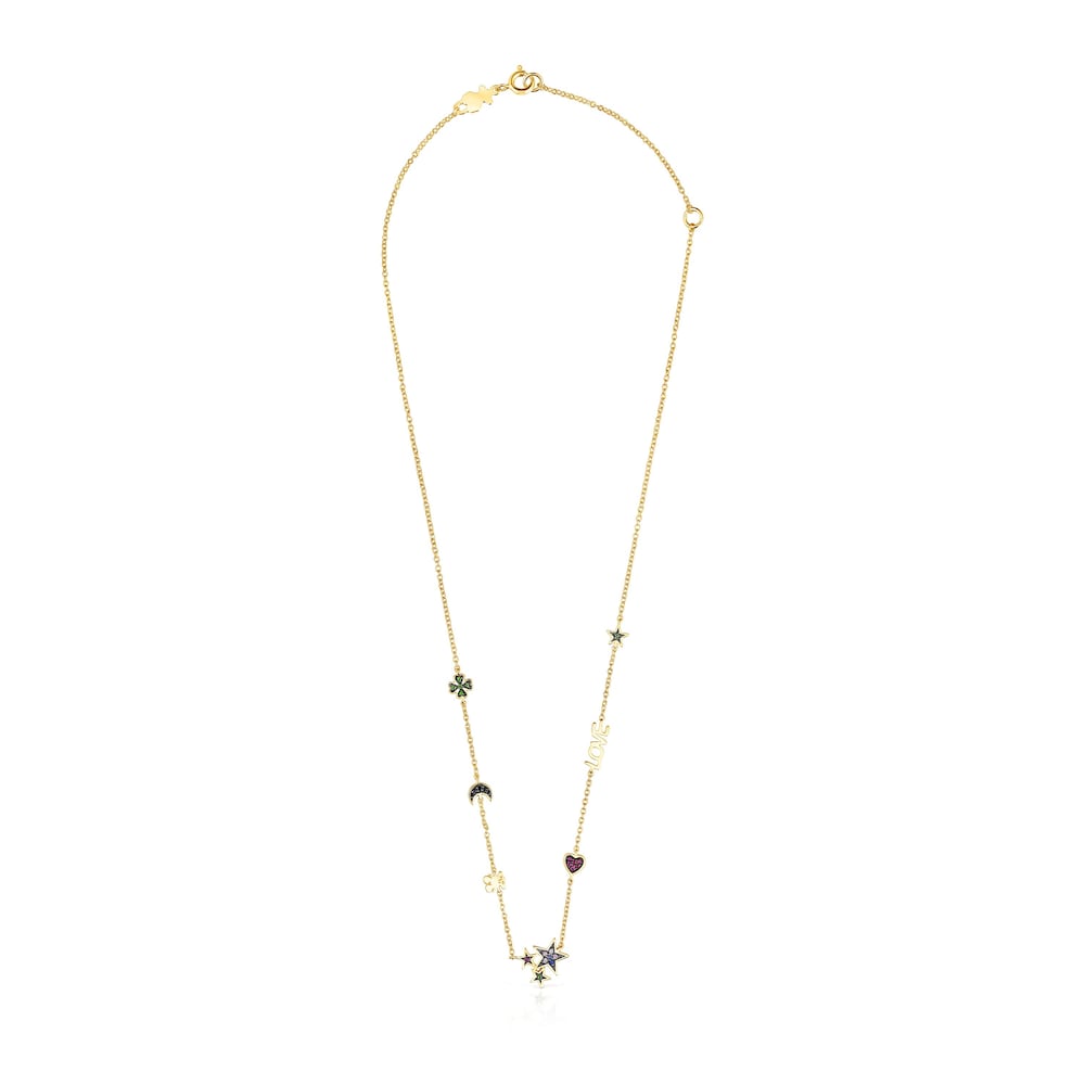 Collar con baño de oro 18 kt sobre plata y gemas Teddy Bear image number 1
