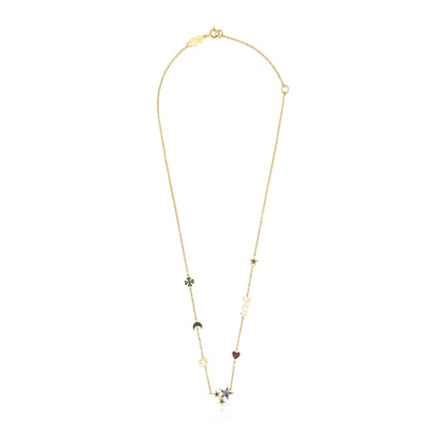Silver Vermeil Teddy Bear Necklace with Gemstones
