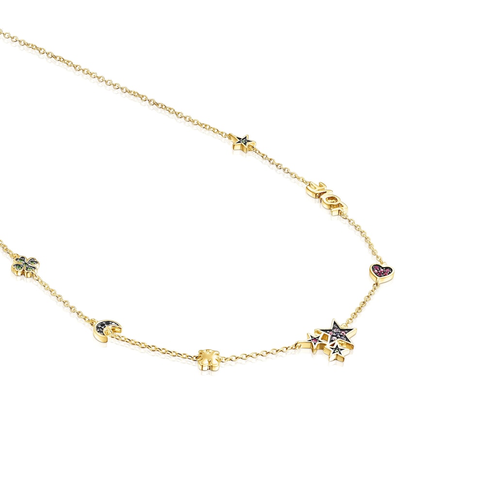 Collar con baño de oro 18 kt sobre plata y gemas Teddy Bear image number 2