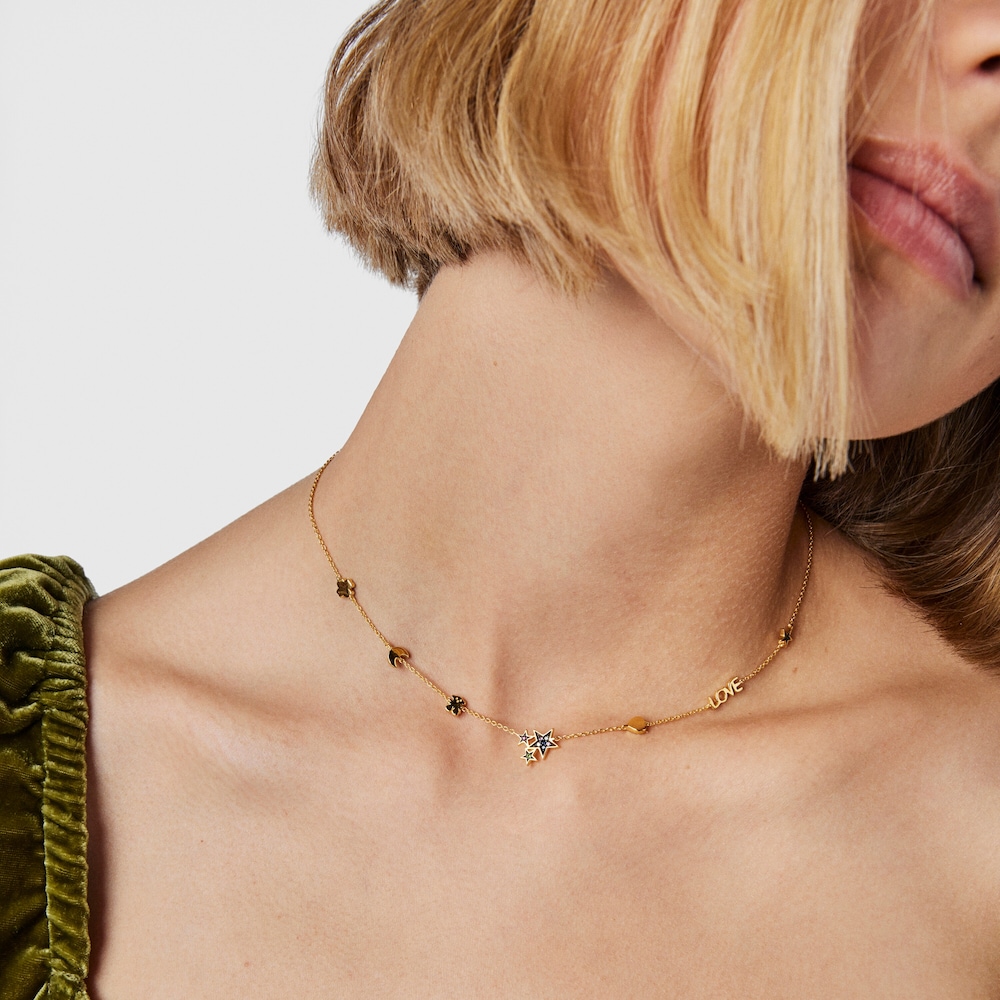 Collar con baño de oro 18 kt sobre plata y gemas Teddy Bear image number 3