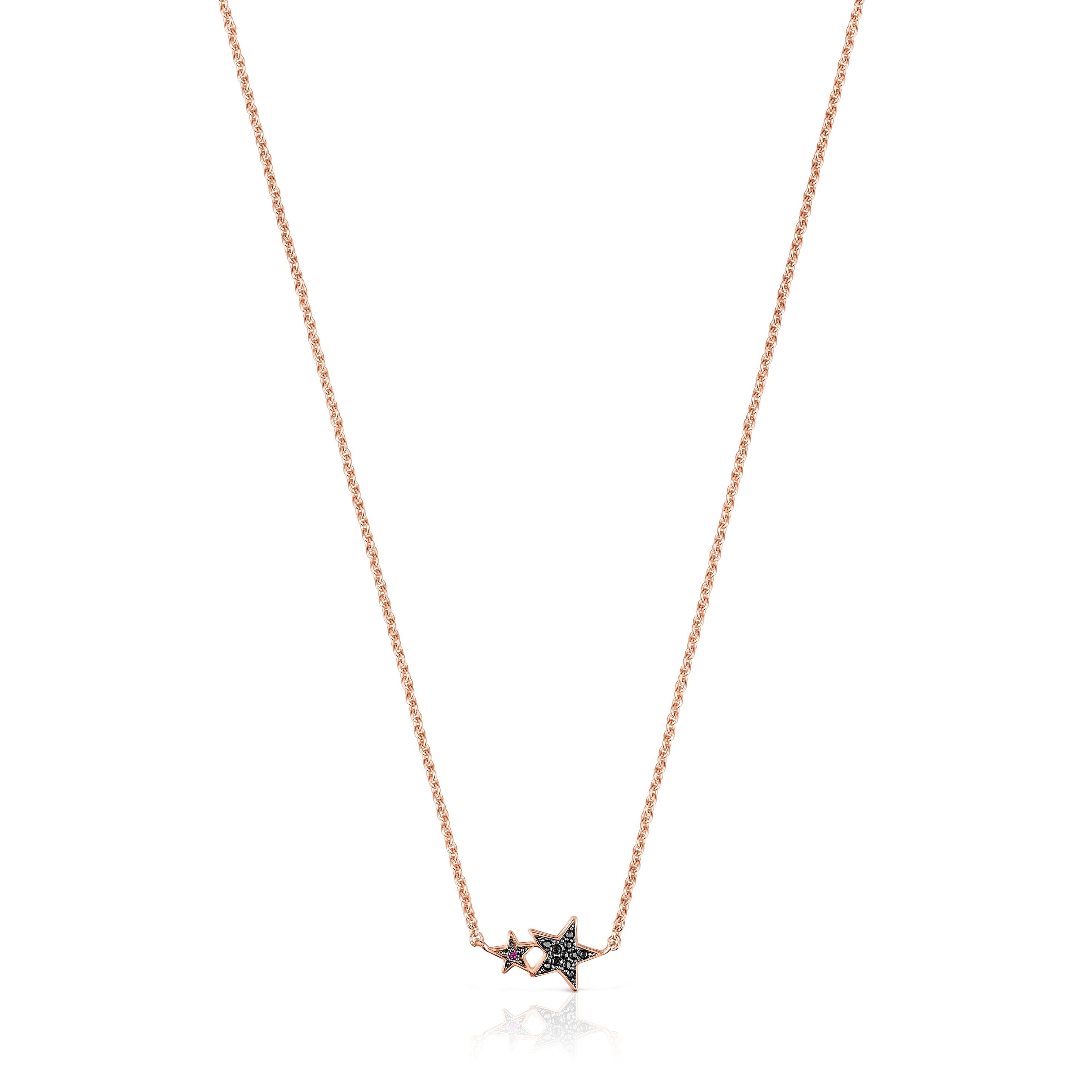 Rose 18K gold vermeil Teddy Bear Stars Necklace with Spinel and Ruby