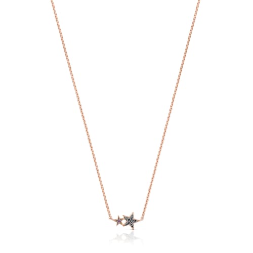 Collar con baño de oro rosa 18 kt sobre plata, espinela y rubí Teddy Bear Stars image number 0