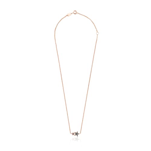 Colar Teddy Bear Stars em Prata vermeil rosa, Espin&eacute;lio e Rubi