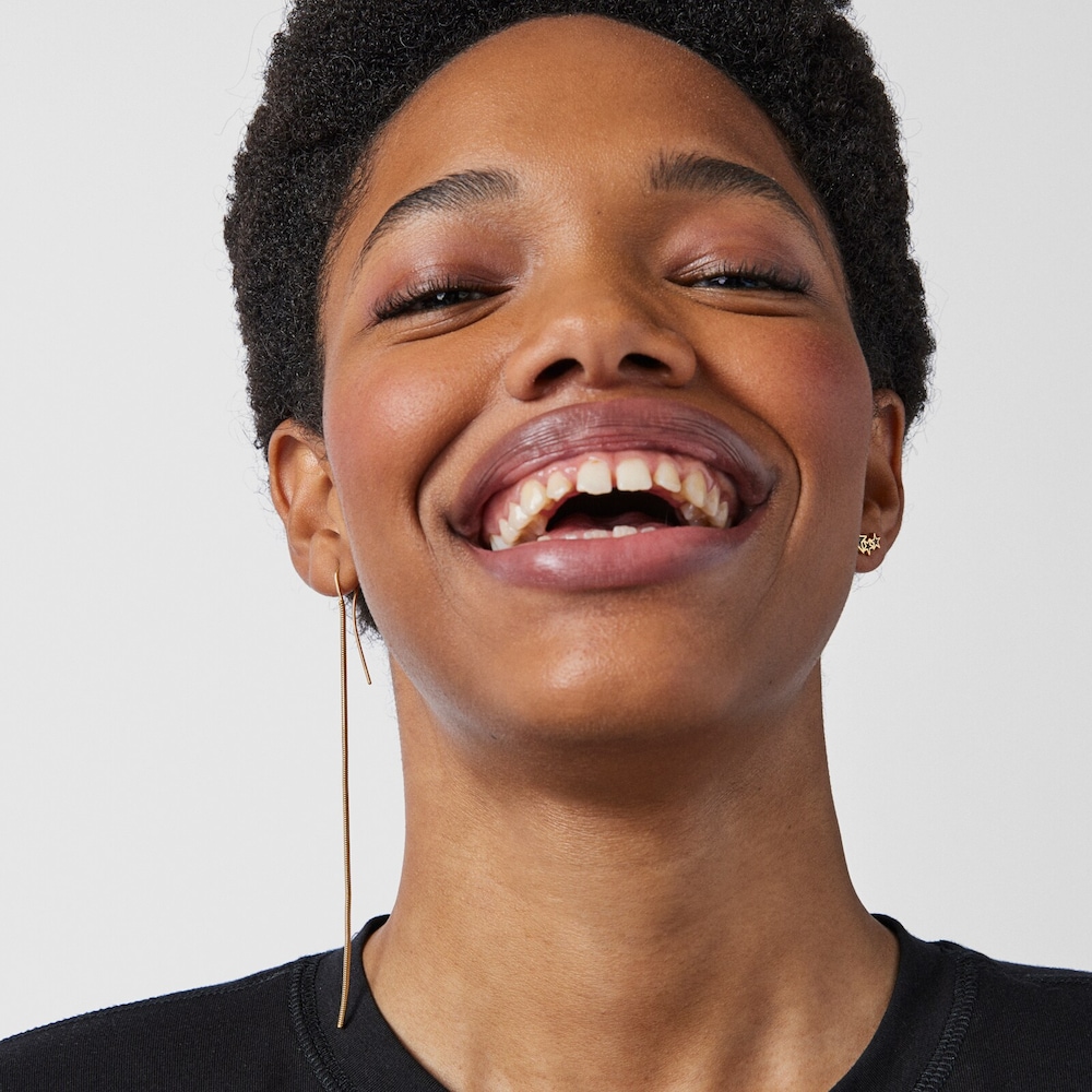 1/2 Arete Teddy Bear con ba&ntilde;o de oro 18 kt sobre plata y gemas