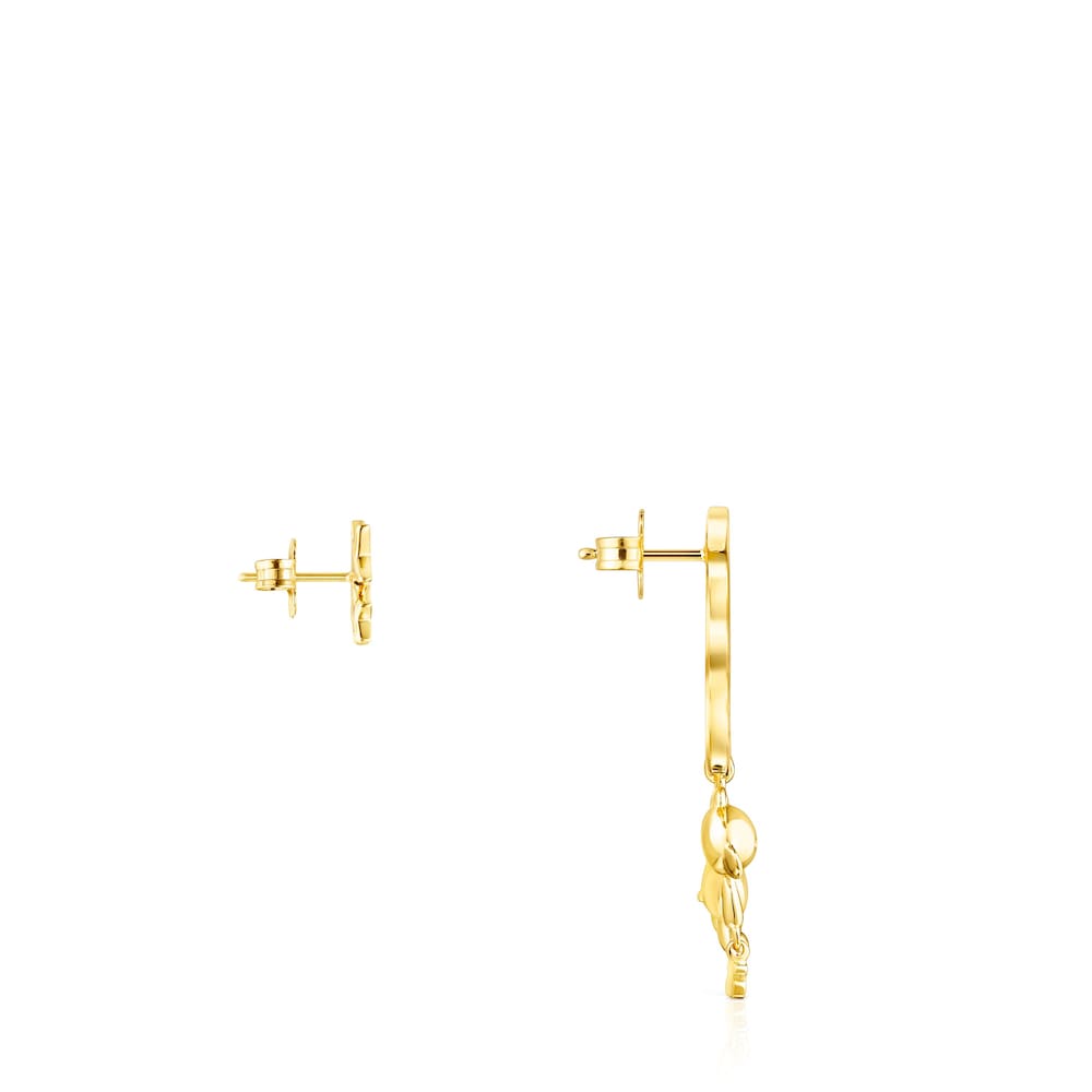 Short/long Silver Vermeil Teddy Bear Stars moon Earrings with Gemstones image number 1