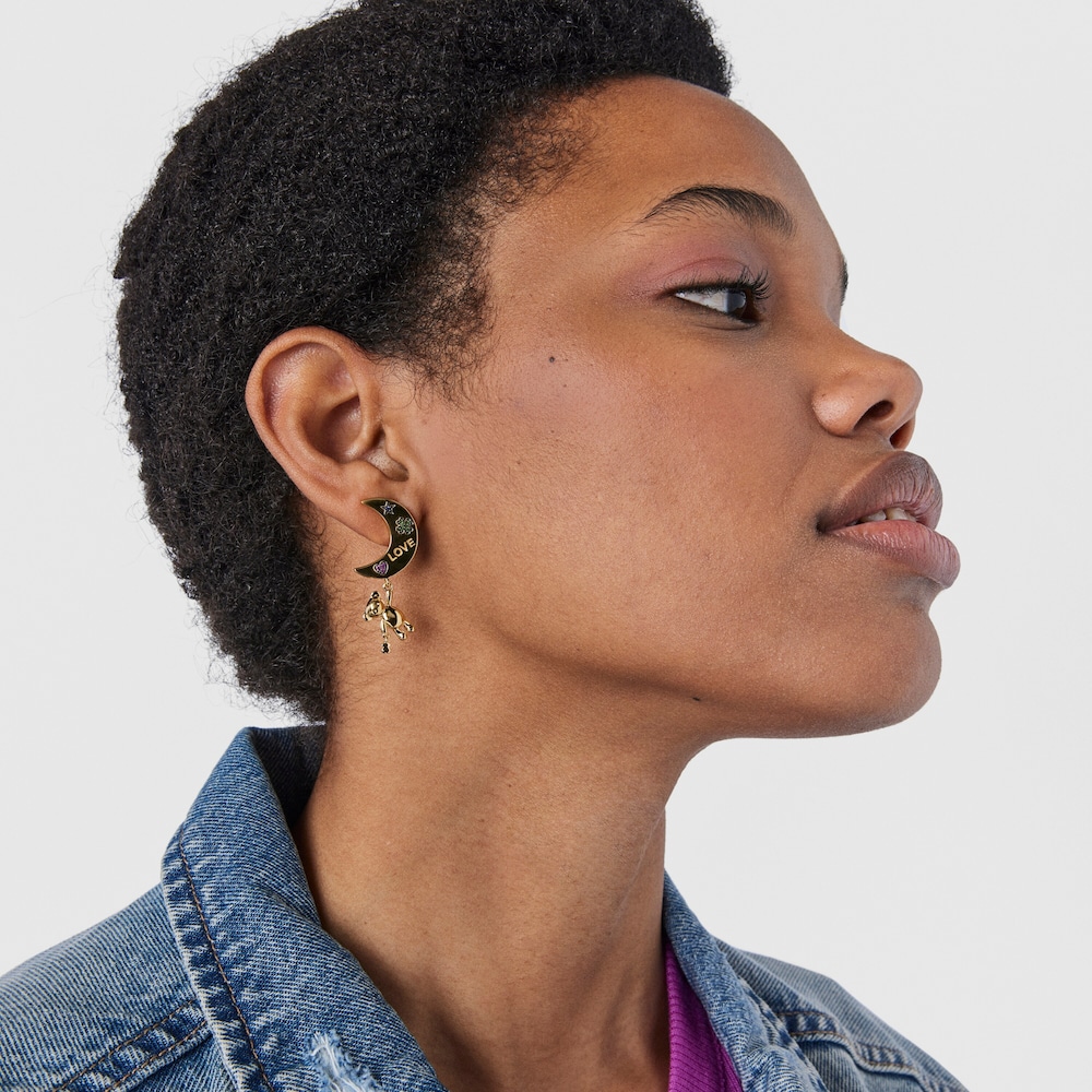 Tous Teddy Bear &ndash; Asymetrick&eacute; n&aacute;u&scaron;nice ze žlut&eacute;ho stř&iacute;bra Vermeil se saf&iacute;ry