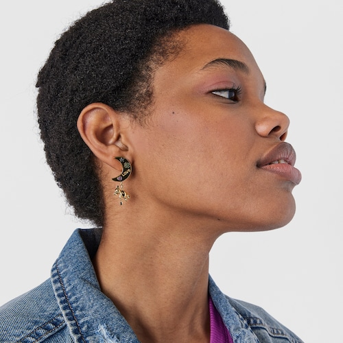 Tous Teddy Bear - Asymetryczne kolczyki z żółtego srebra Vermeil z szafirami