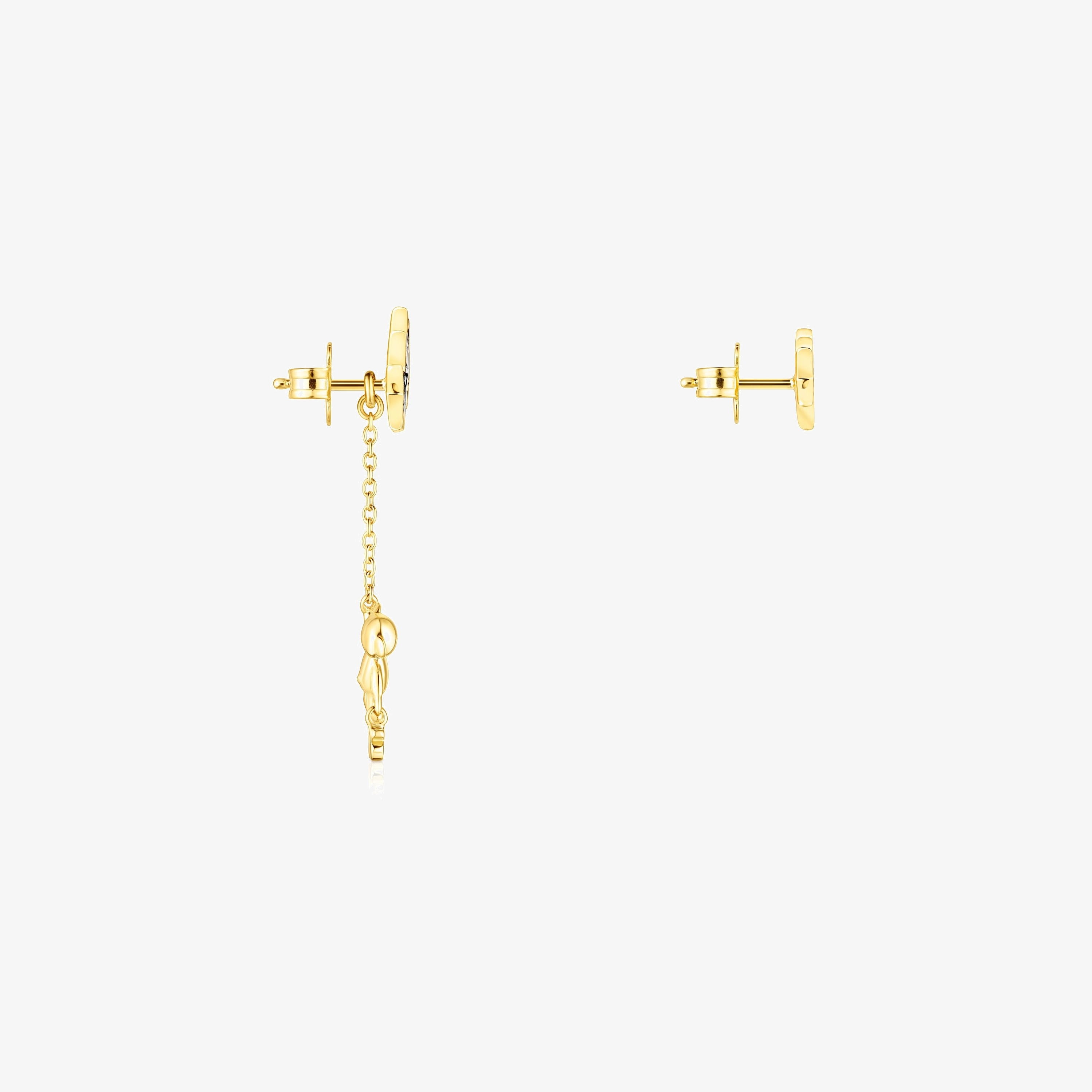 Short/long Silver Vermeil Teddy Bear Stars Earrings with Gemstones