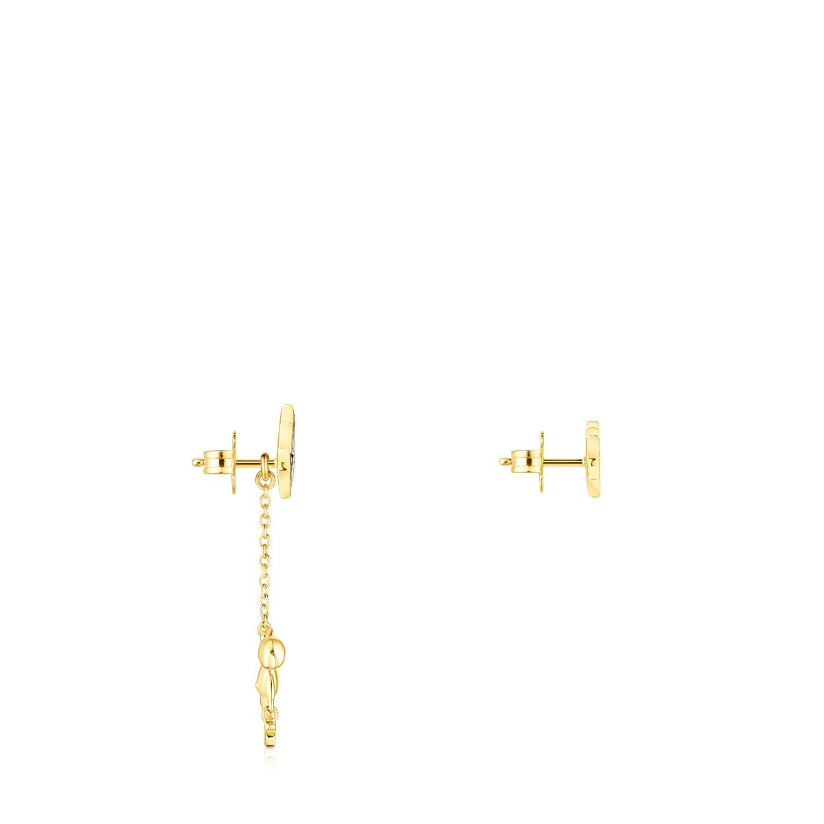 Pendientes corto-largo con baño de oro 18 kt sobre plata y gemas Teddy Bear Stars