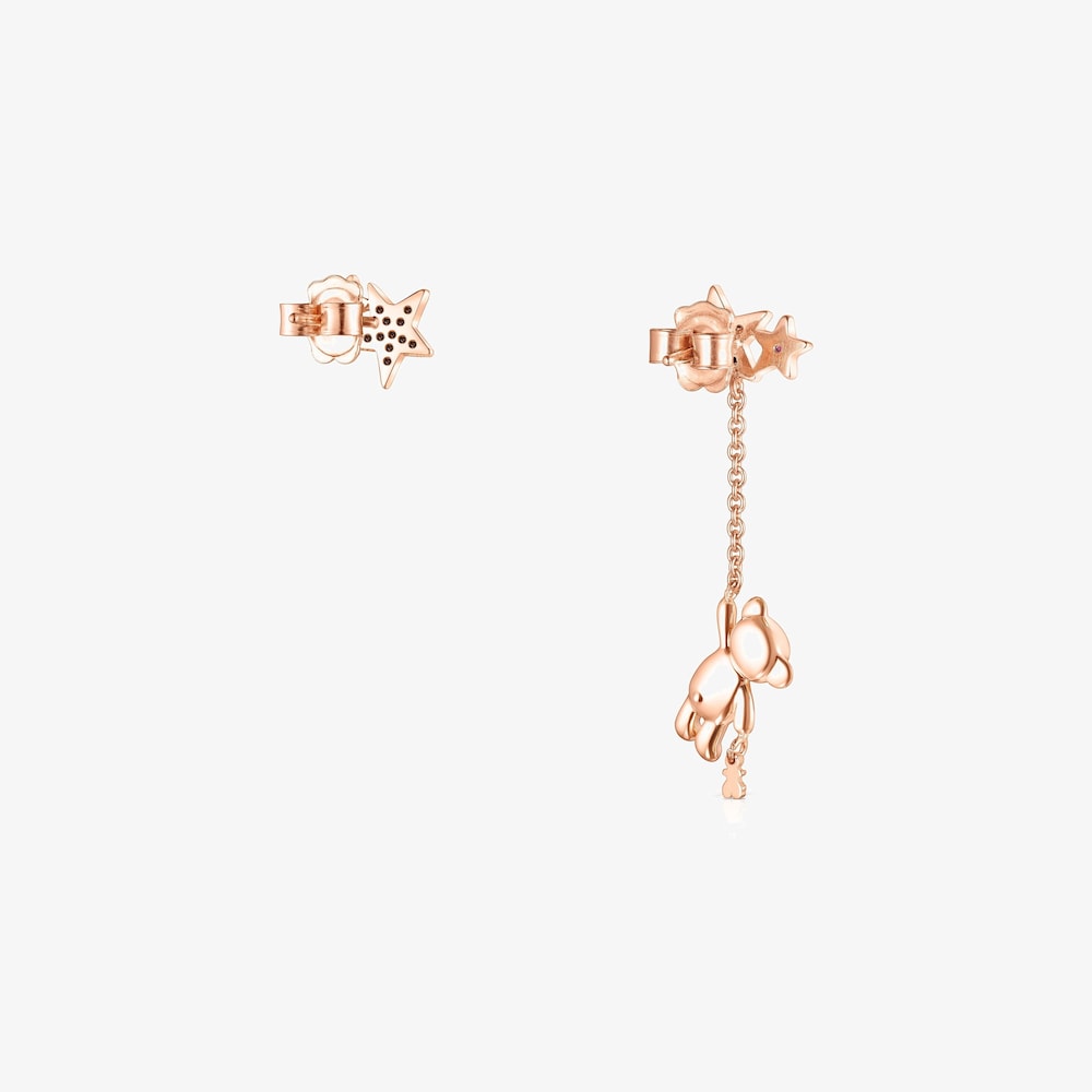 Tous Teddy Bear - Kolczyki z r&oacute;żowego srebra Vermeil ze spinelami i rubinami