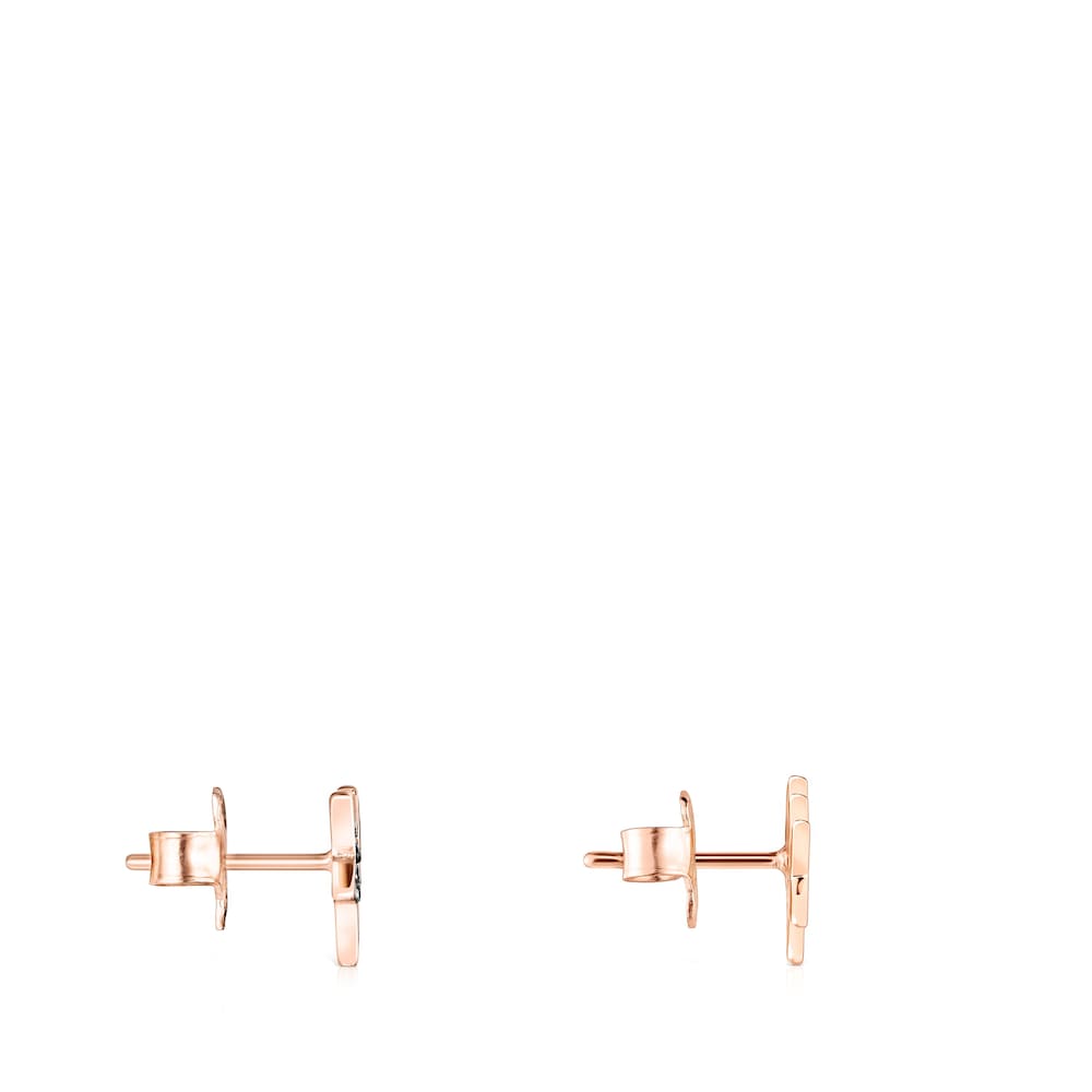 Pendientes con baño de oro rosa 18 kt sobre plata, espinela y rubí Teddy Bear Stars image number 1