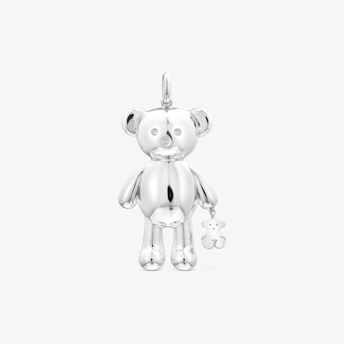 Dije grande Teddy Bear oso de plata