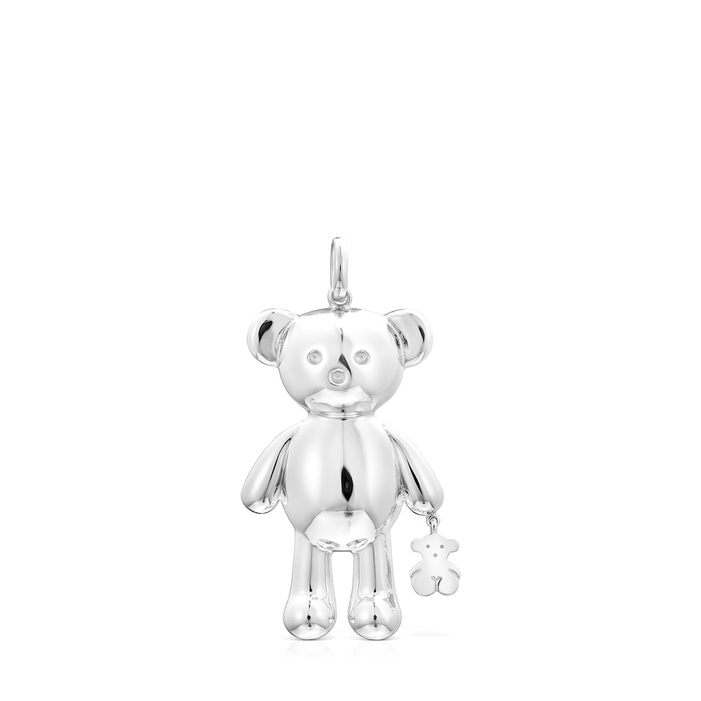 Colgante grande oso de plata Teddy Bear image number 0