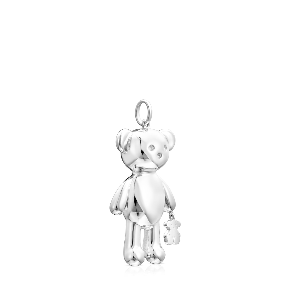 Colgante grande oso de plata Teddy Bear image number 1