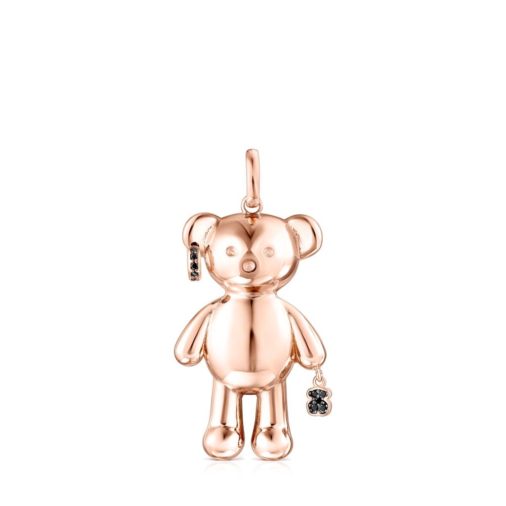 Colgante punk con baño de oro rosa 18 kt sobre plata y espinelas Teddy Bear image number 0