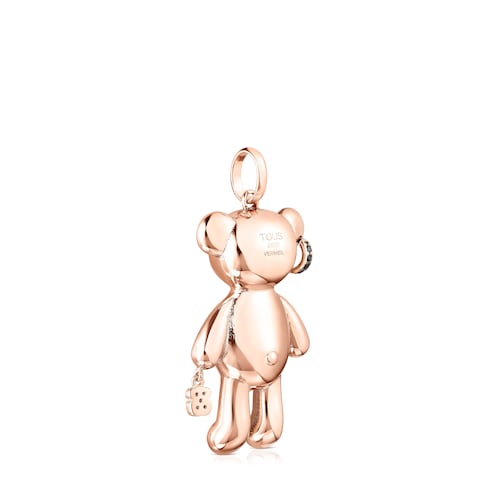 Colgante punk con baño de oro rosa 18 kt sobre plata y espinelas Teddy Bear