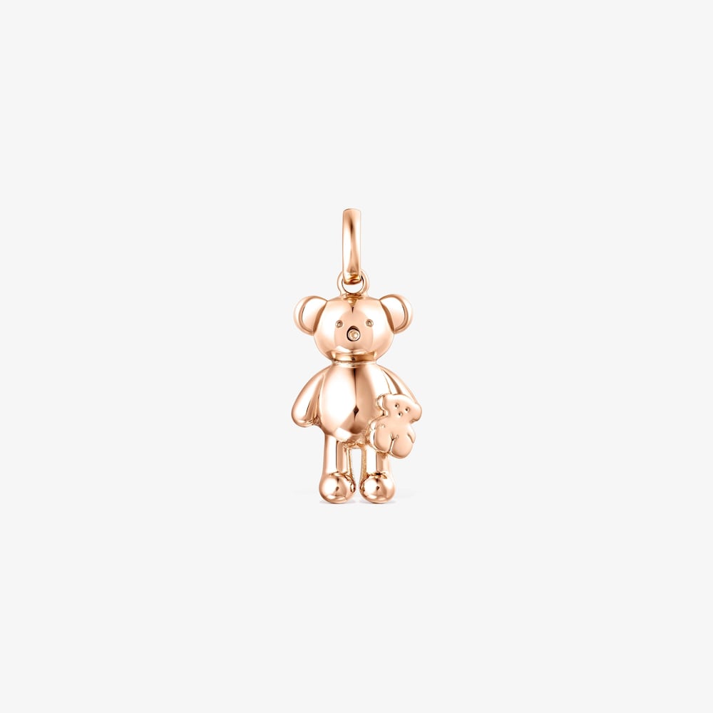 Colgante Teddy Bear oso con ba&ntilde;o de oro rosa 18 kt sobre plata
