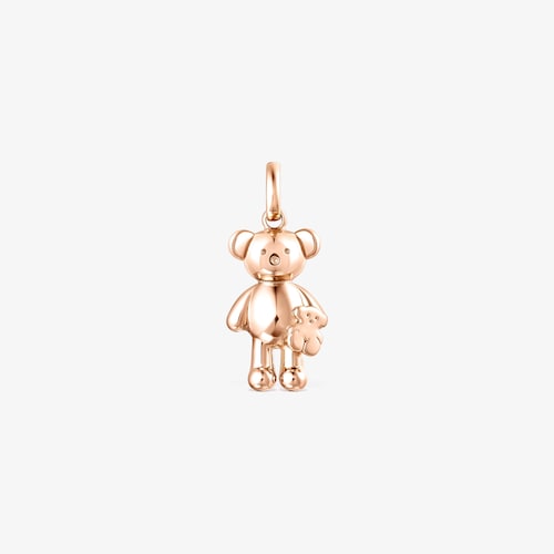 Colgante Teddy Bear oso con ba&ntilde;o de oro rosa 18 kt sobre plata