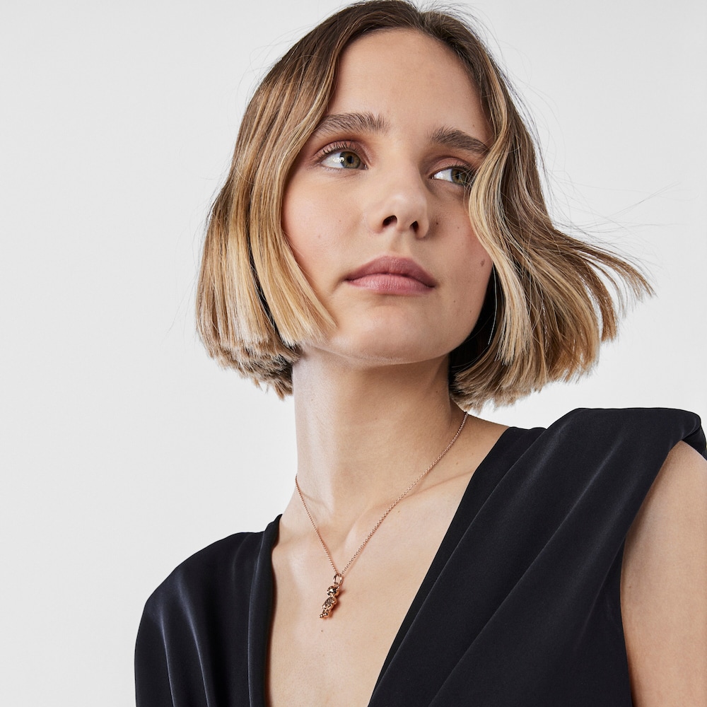 Colgante Teddy Bear oso con ba&ntilde;o de oro rosa 18 kt sobre plata