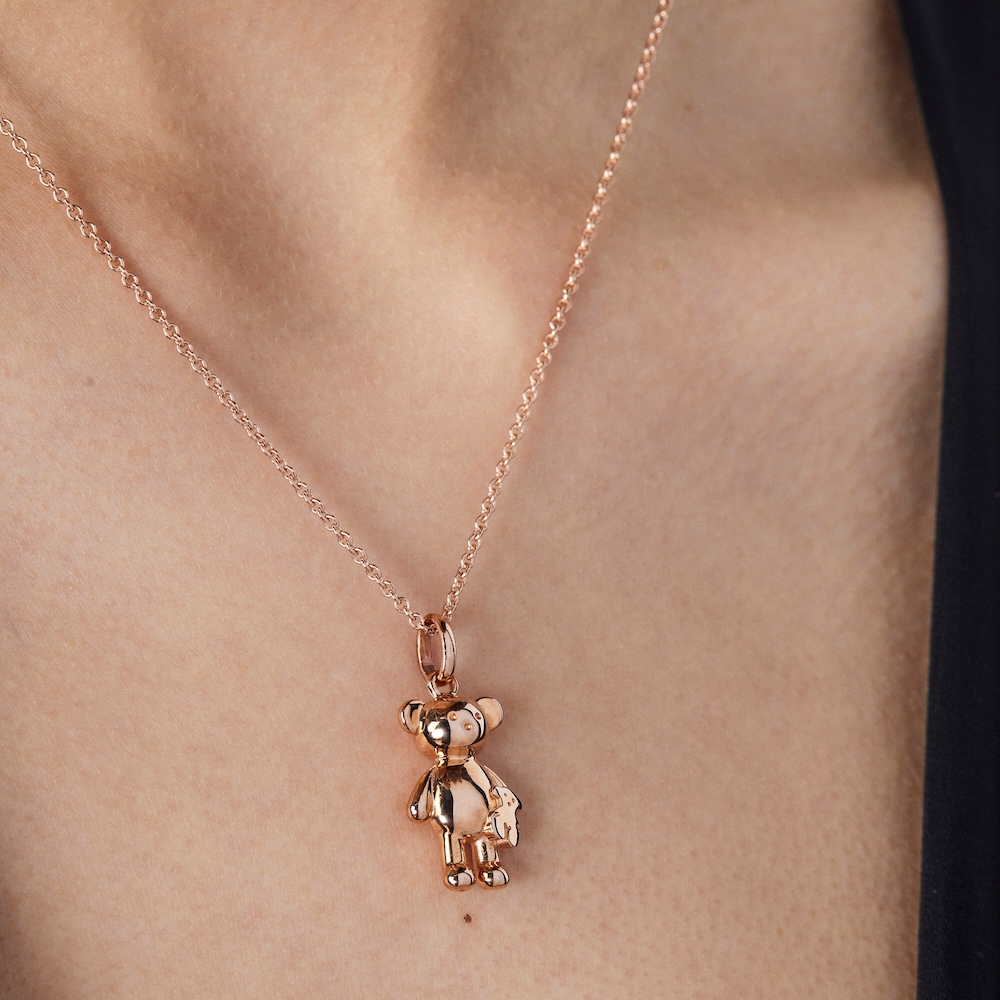 Colgante Teddy Bear oso con ba&ntilde;o de oro rosa 18 kt sobre plata