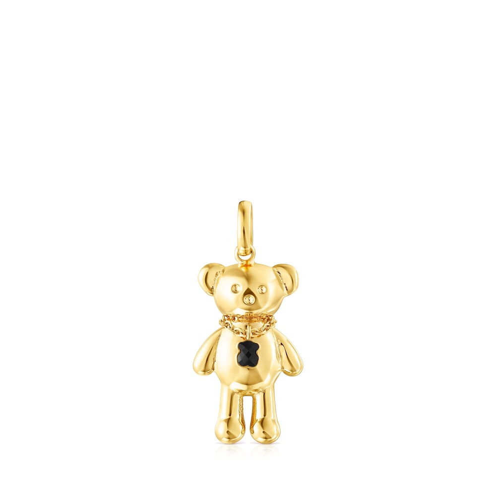 Dije Teddy Bear collar con ba&ntilde;o de oro 18 kt sobre plata y &oacute;nix image number 0