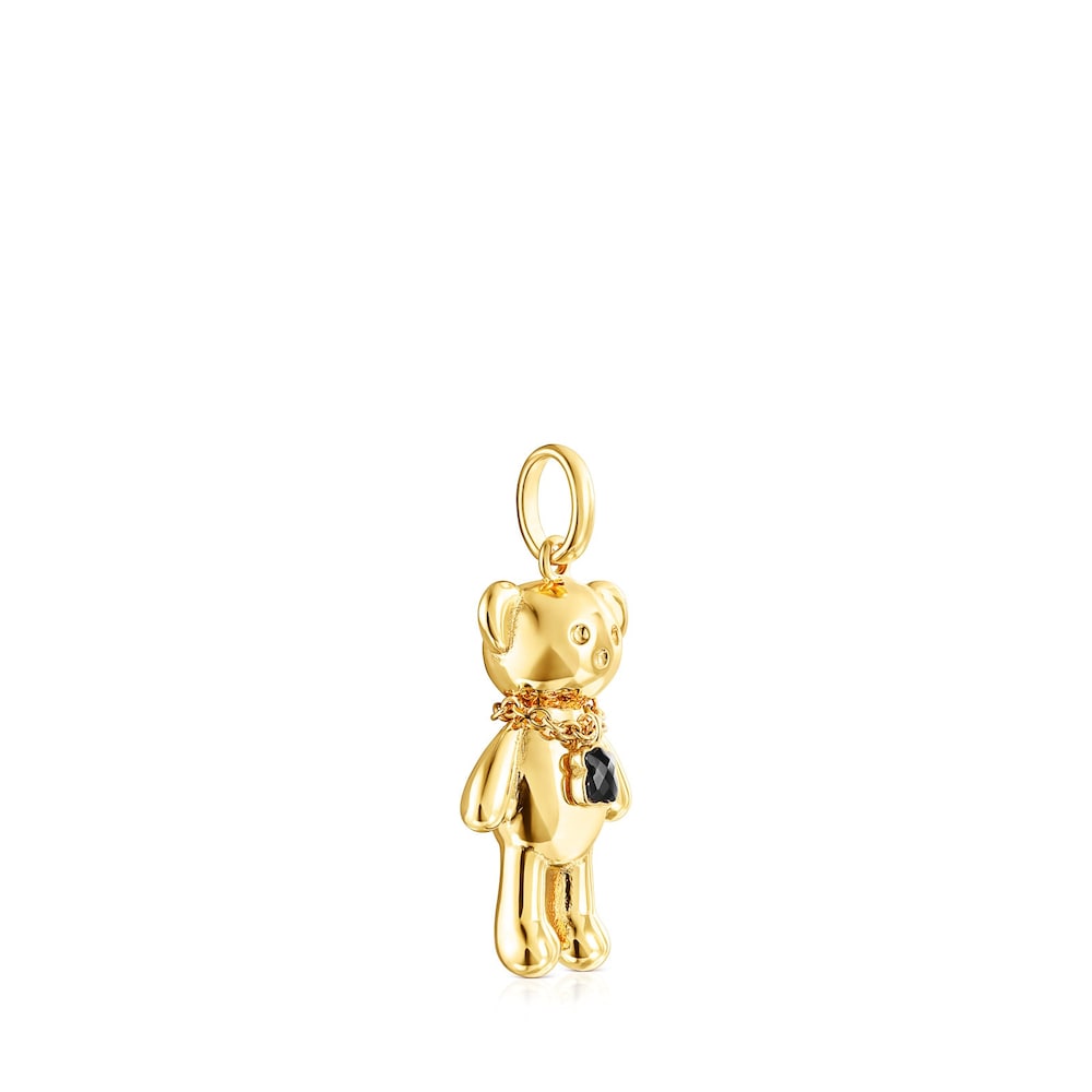 Dije Teddy Bear collar con ba&ntilde;o de oro 18 kt sobre plata y &oacute;nix