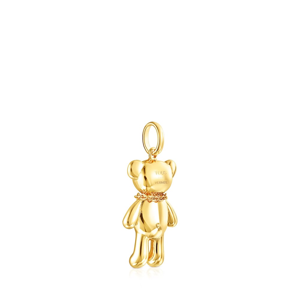 Dije Teddy Bear collar con ba&ntilde;o de oro 18 kt sobre plata y &oacute;nix