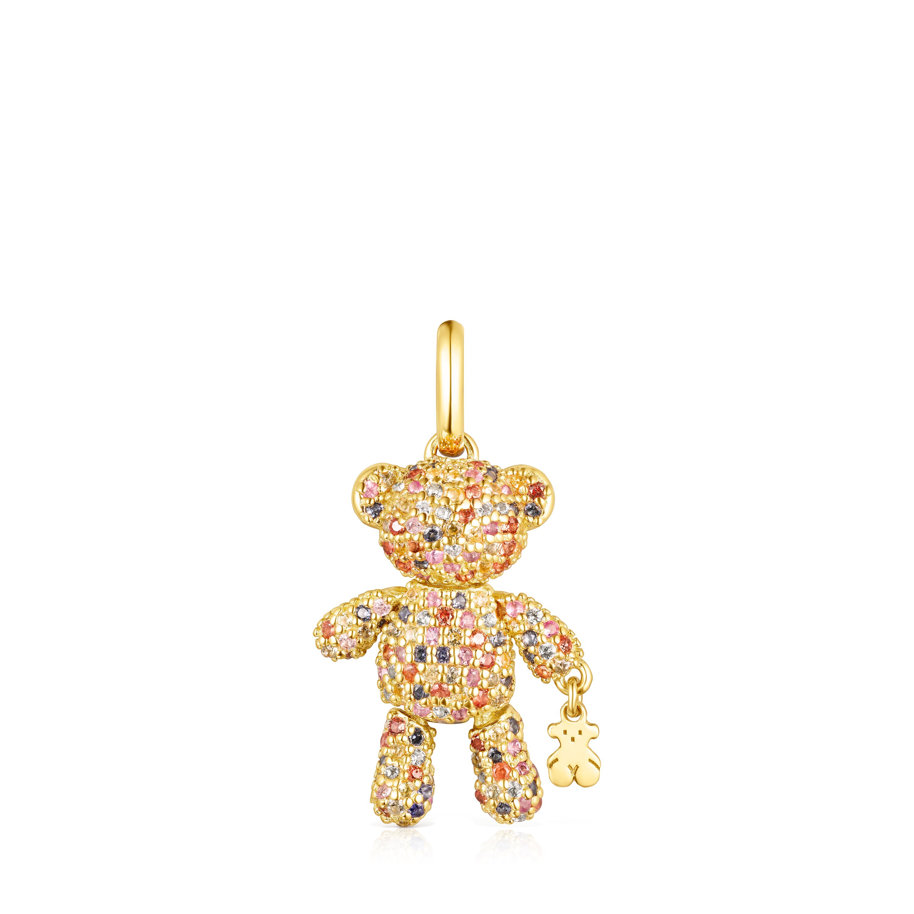 18K gold vermeil Teddy Bear Gems Pendant with Sapphires
