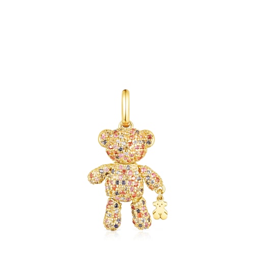 Pingente Teddy Bear Gems em Prata vermeil e Safiras