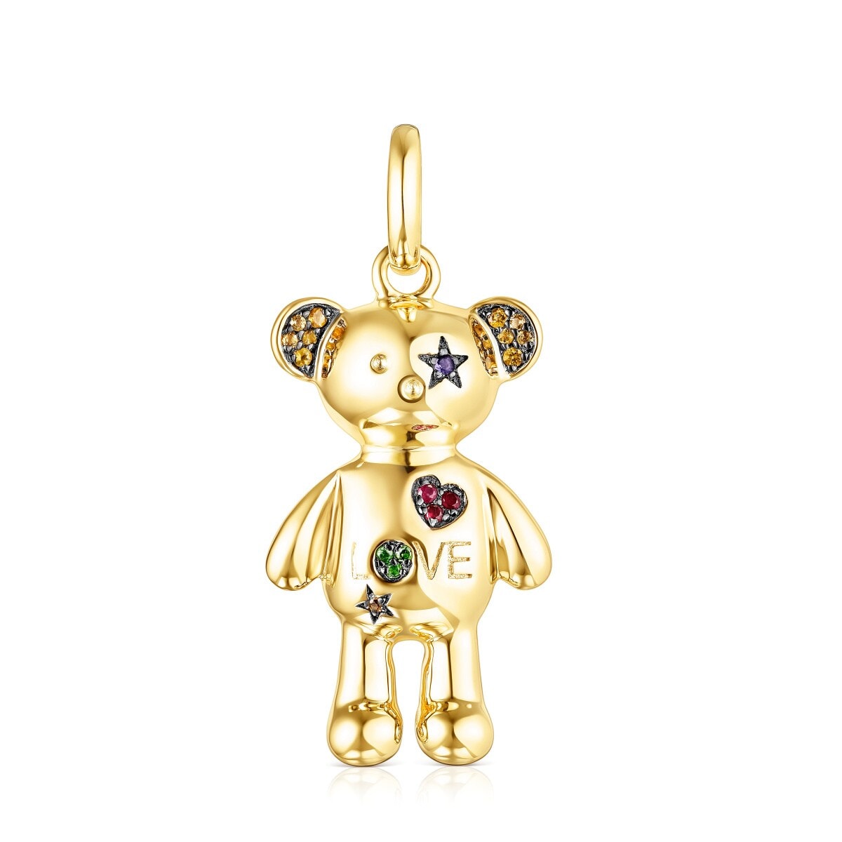Colgante con baño de oro 18 kt sobre plata y gemas Teddy Bear Stars