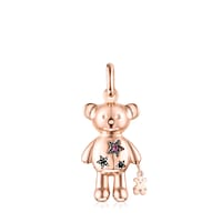 Colgante con baño de oro rosa 18 kt sobre plata y gemas Teddy Bear Stars
