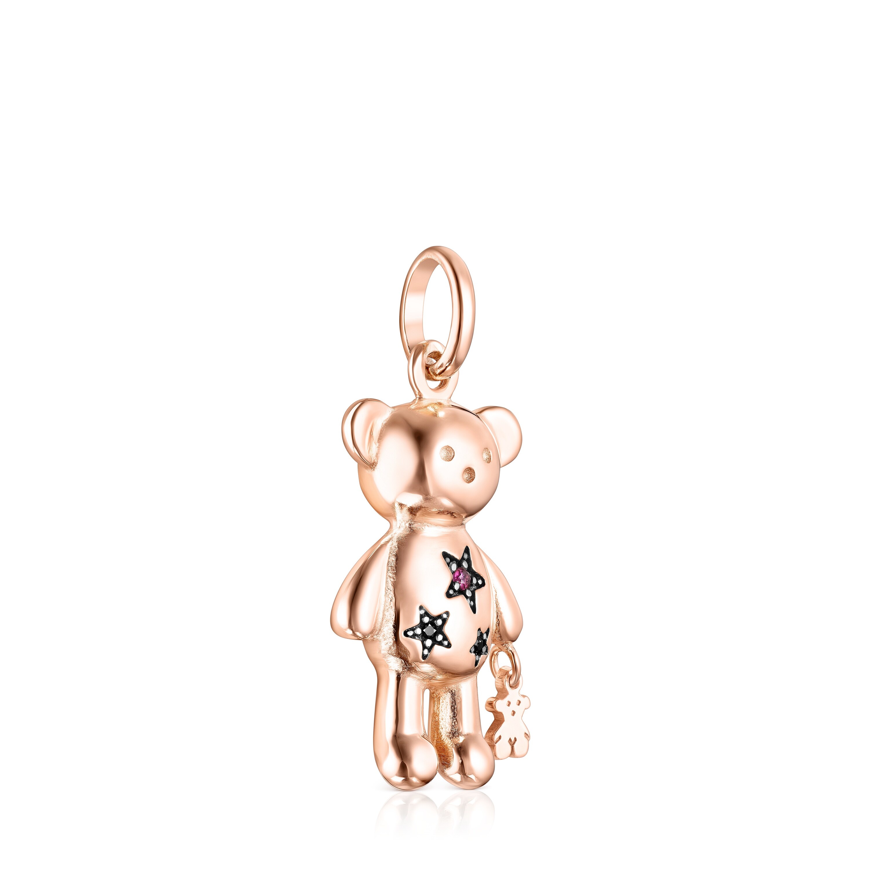 Colgante con baño de oro rosa 18 kt sobre plata y gemas Teddy Bear Stars